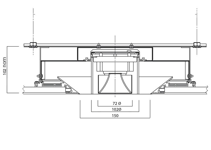 Cross section showing main dimensions